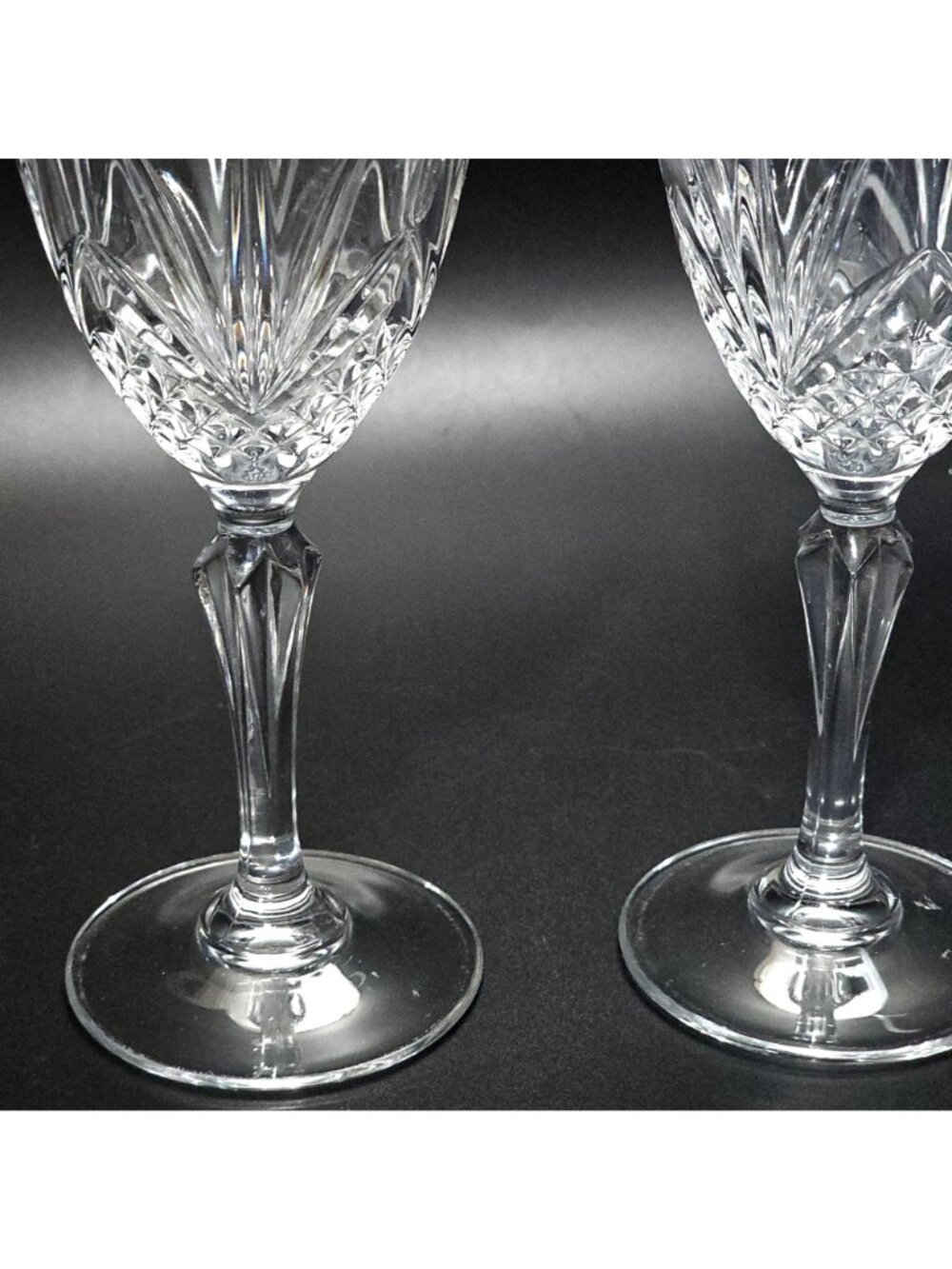 2 Cristal de Flandre Salzburg Gold Wine Glasses 6.5" cut crystal 1990s France vi - Picture 7 of 8